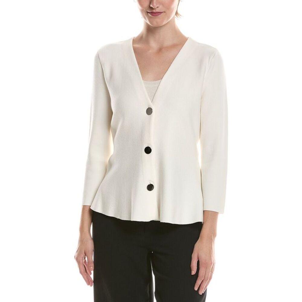 Anne Klein Womens V-Neck Peplum Jacket
